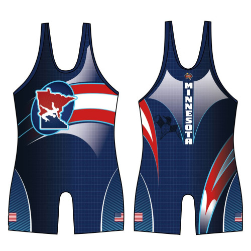 MN/USA 22 Blue Wrestling Singlet